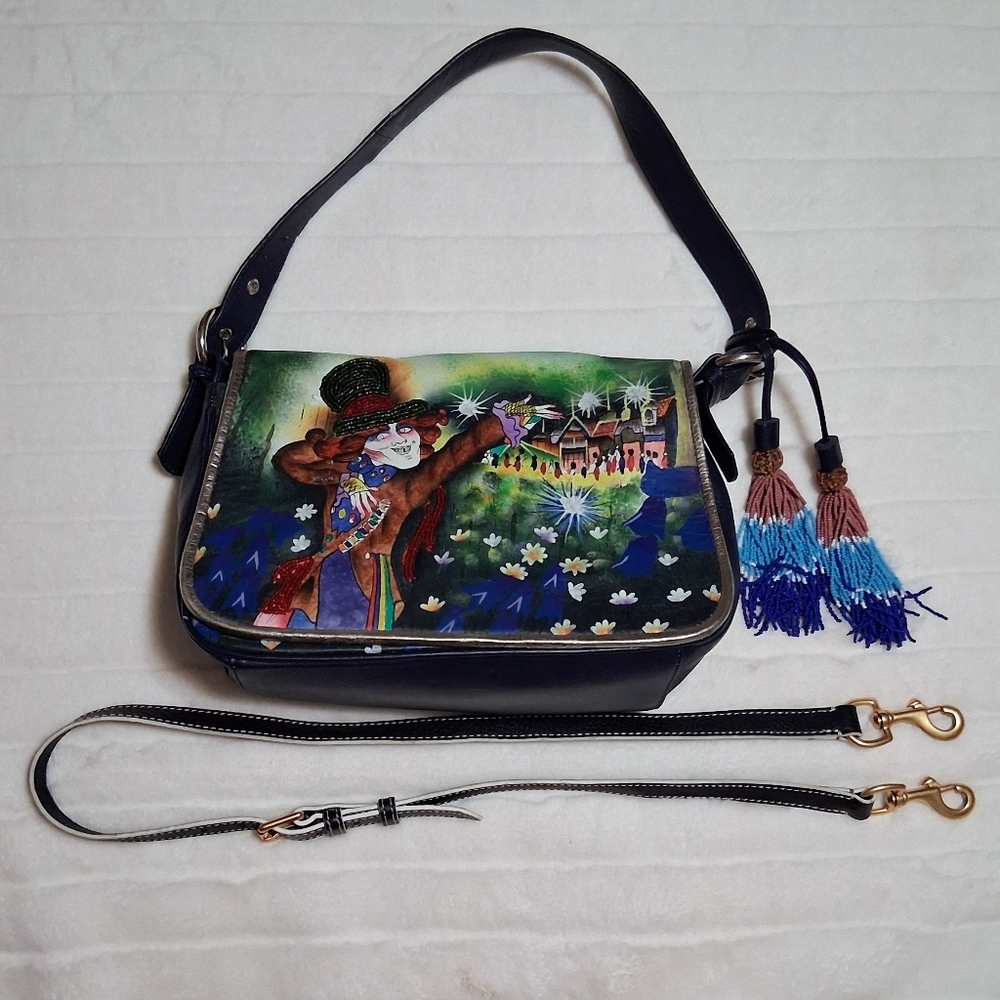 SHARIF For Disney LEATHER MAD HATTER HANDBAG ALICE THROUGH THE LOOKING GLASS